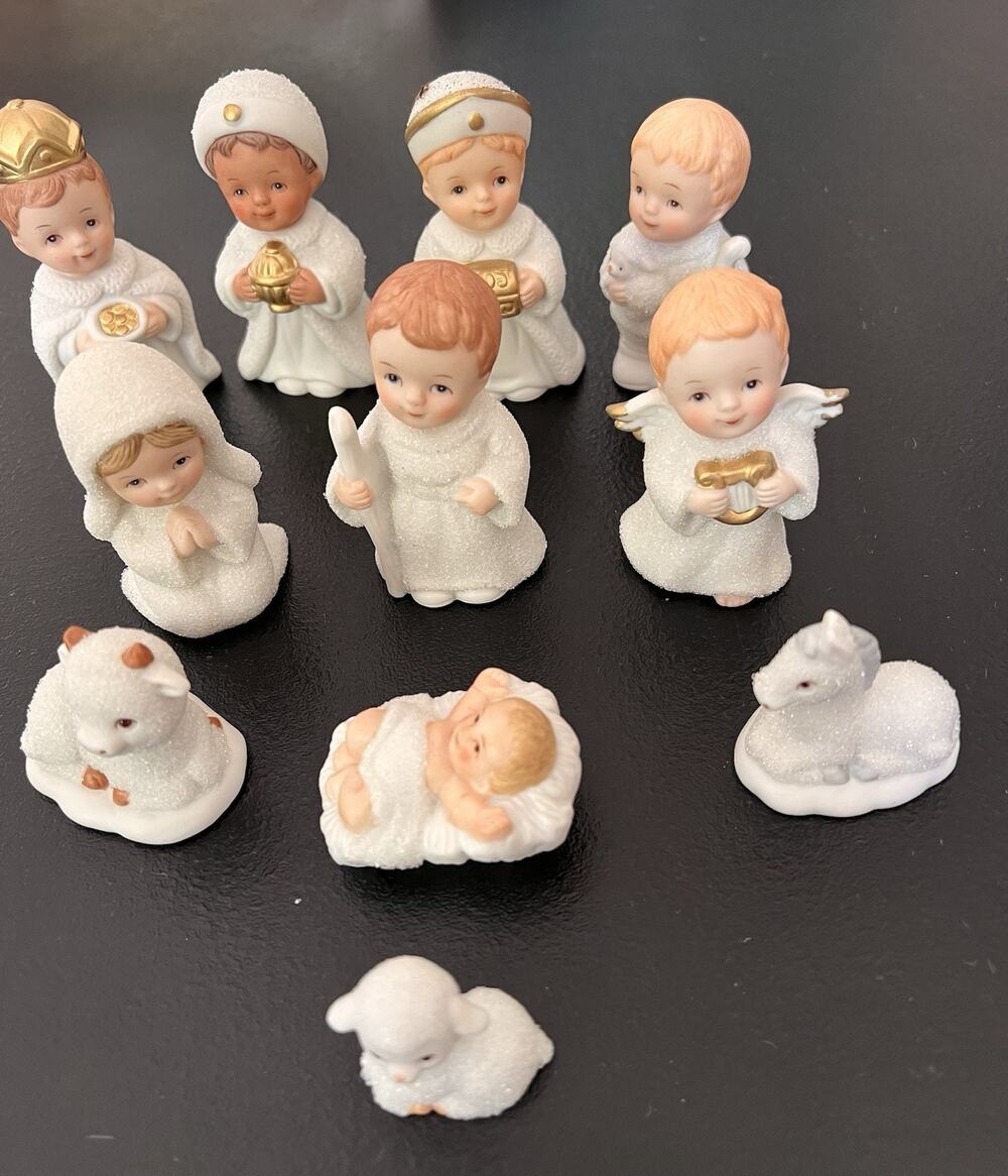 Vintage Homco Miniature Nativity Complete Set Of 11 #5609 Original Box Sri Lanka